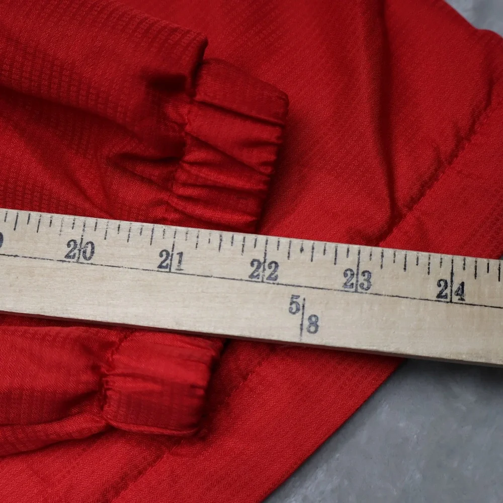 Reebok Jacket Mens XL Red Fleece Lined Full Zip Hooded Light Retro Windbreaker